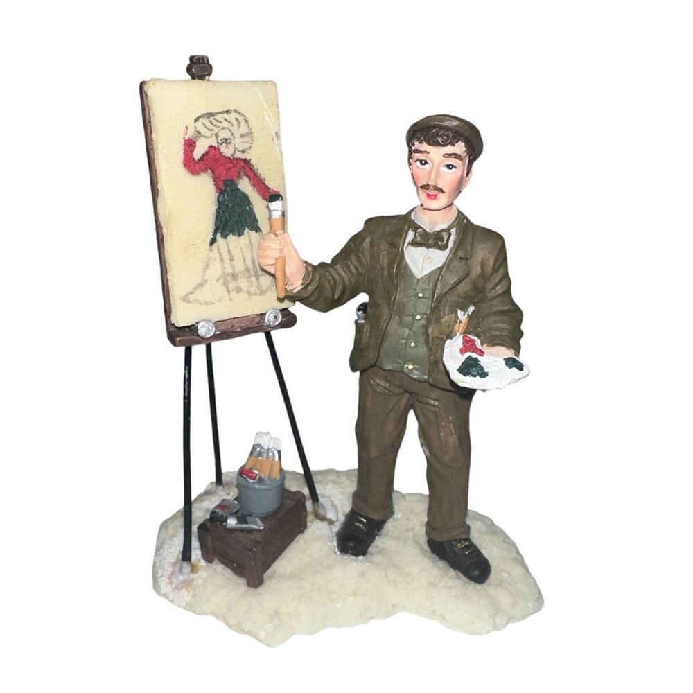 Vtg 2000 Village Square Artist Painter Figurine Mervyns Christmas Holiday